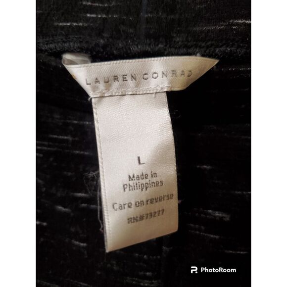 Lauren Conrad Leggings Women Size L Space Dyed Black White Pull on Elastic Waist - Picture 2 of 3